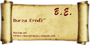 Burza Ernő névjegykártya